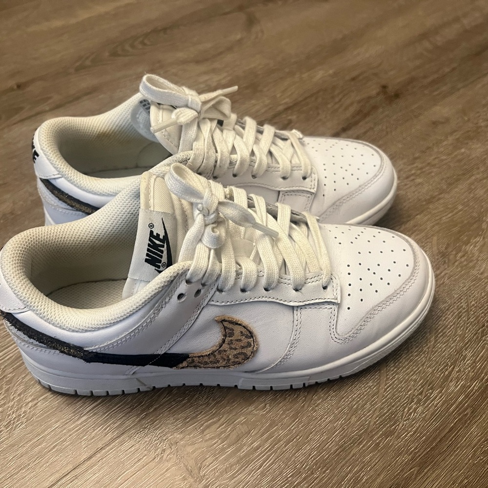 Nike White Sneakers with Black and Brown Details
